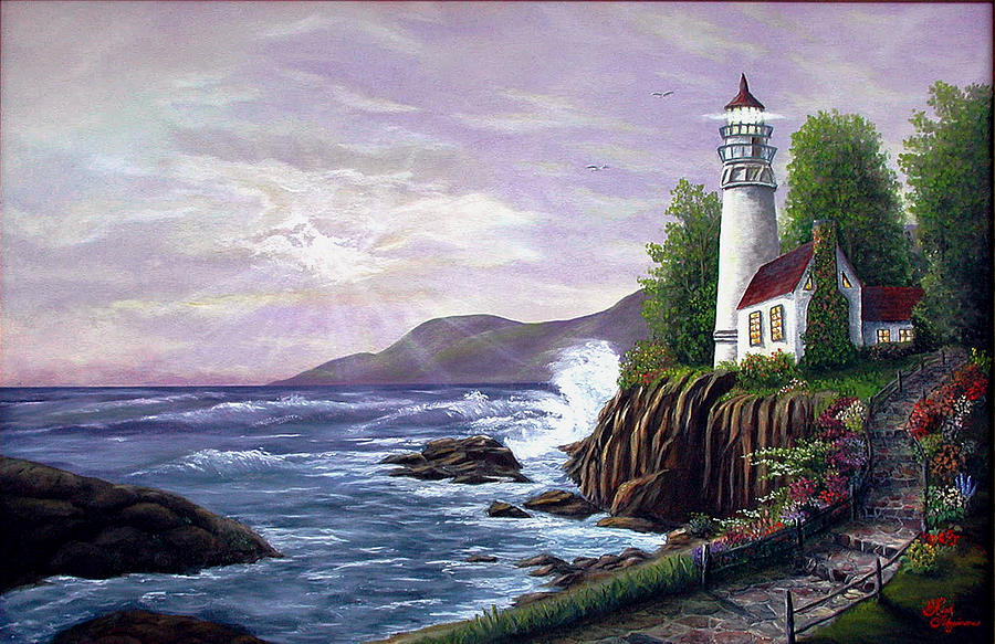 Lighthouse Retreat Painting by Rick Fitzsimons
