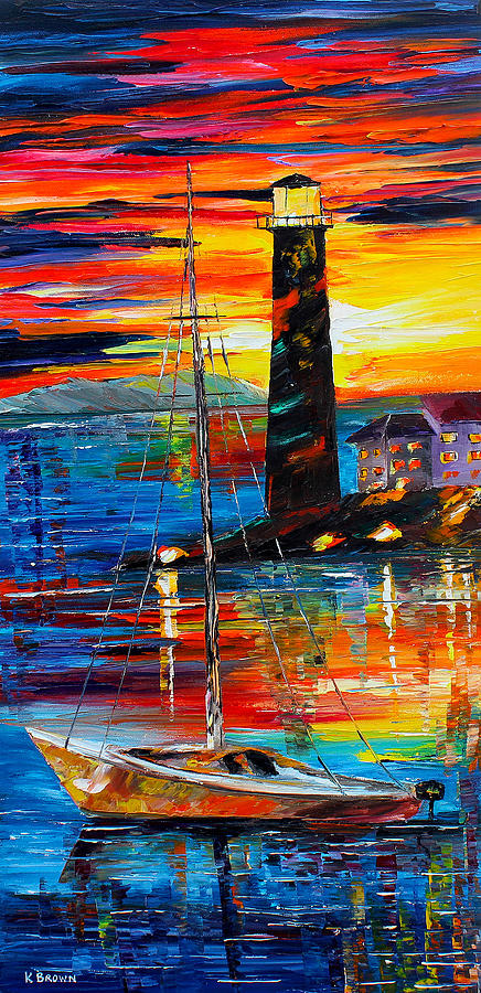 Lighthouse Sail Painting by Kevin  Brown