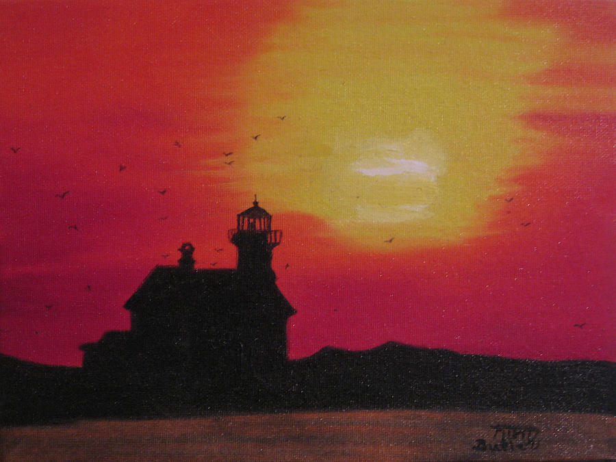Lighthouse silhouette Painting by Kimber  Butler