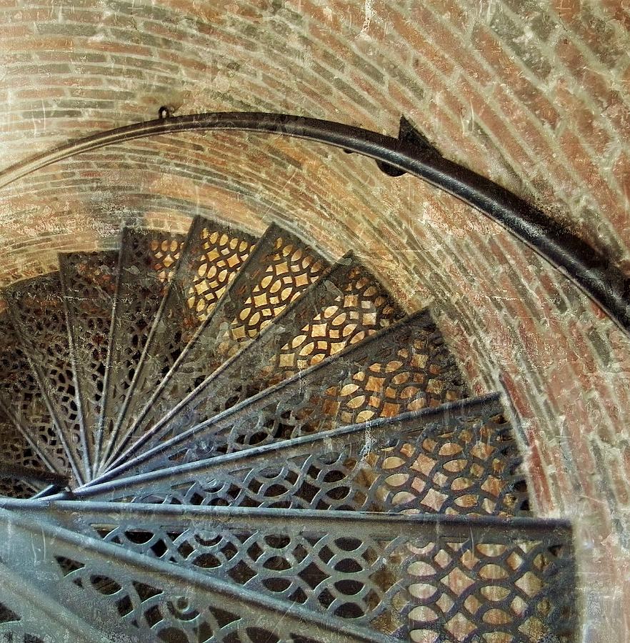 Brick Photograph - Lighthouse Spiral Staircase by Jean Goodwin Brooks