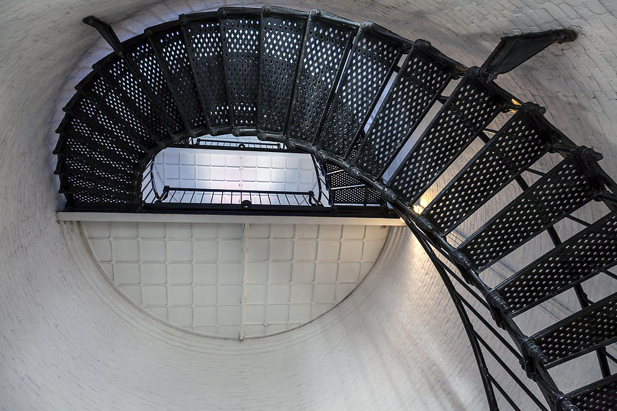 Lighthouse Photograph - Lighthouse Spiral Steps and Platform by Lynn Palmer