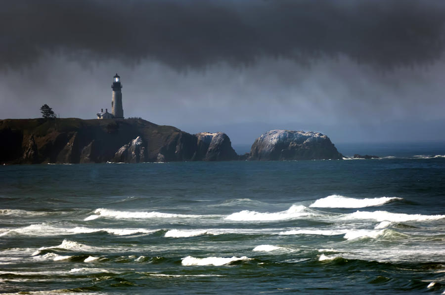 Lighthouse Stormy Weather Photograph by Randall Branham