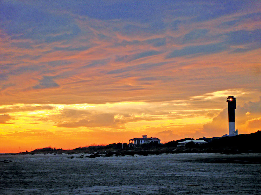 Lighthouse Sunset by Jan Marvin Photograph by Jan Marvin