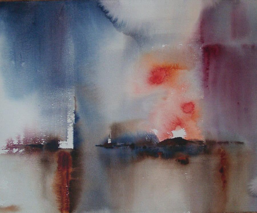 Lighthouse Sunset Painting by Val Byrne