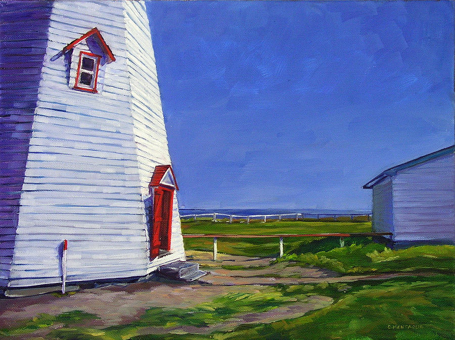 Nature Painting - Lighthouse The Red Door by Christine Montague