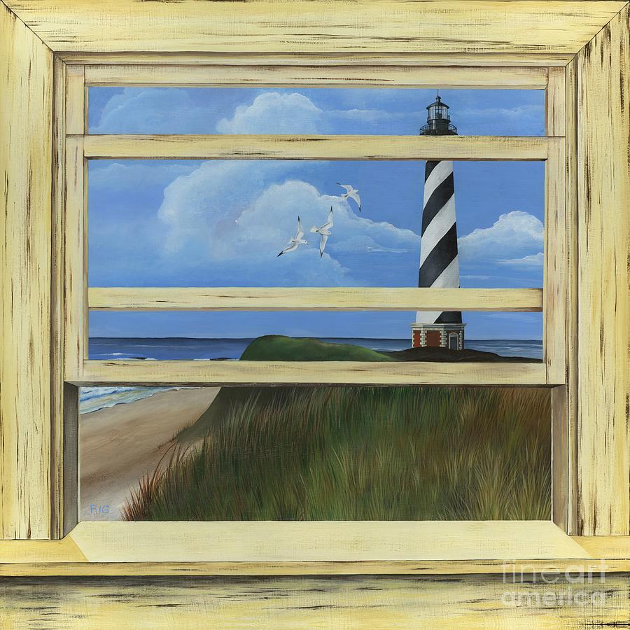 Lighthouse Window Painting by Rosellen Westerhoff