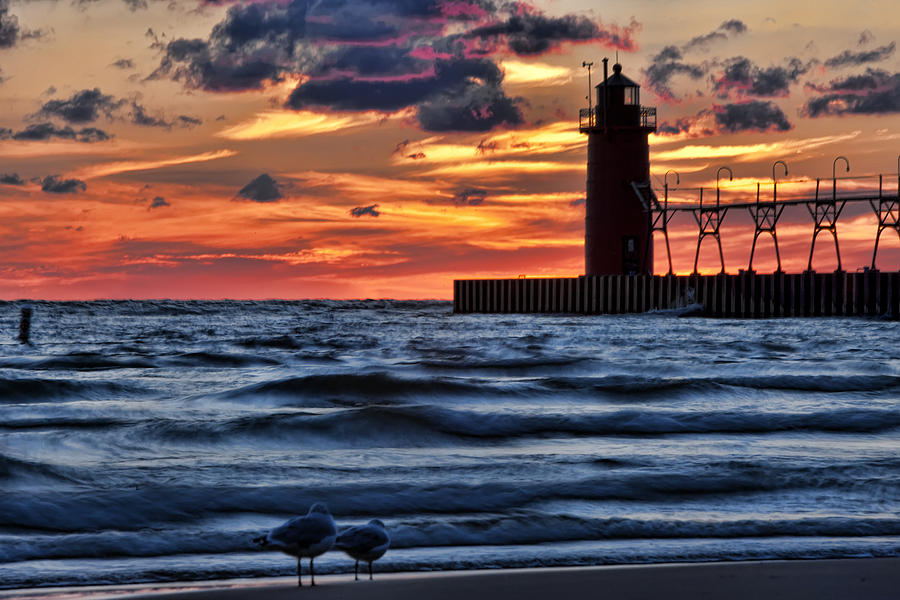 Lighthouse with Friends South Haven Michigan Photograph by Evie Carrier