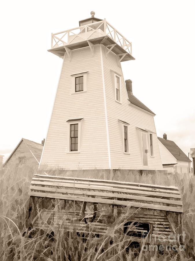 Lighthouse with Lobster Trap PEI Photograph by Edward Fielding