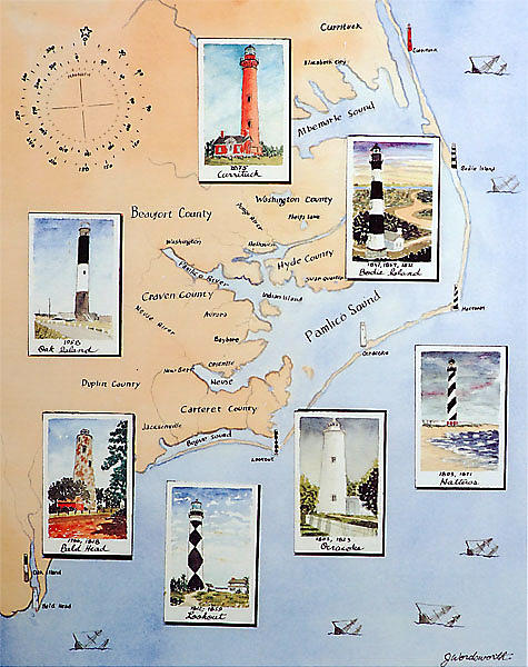 Lighthouses of North Carolina Painting by Jim Wordsworth | Fine Art America