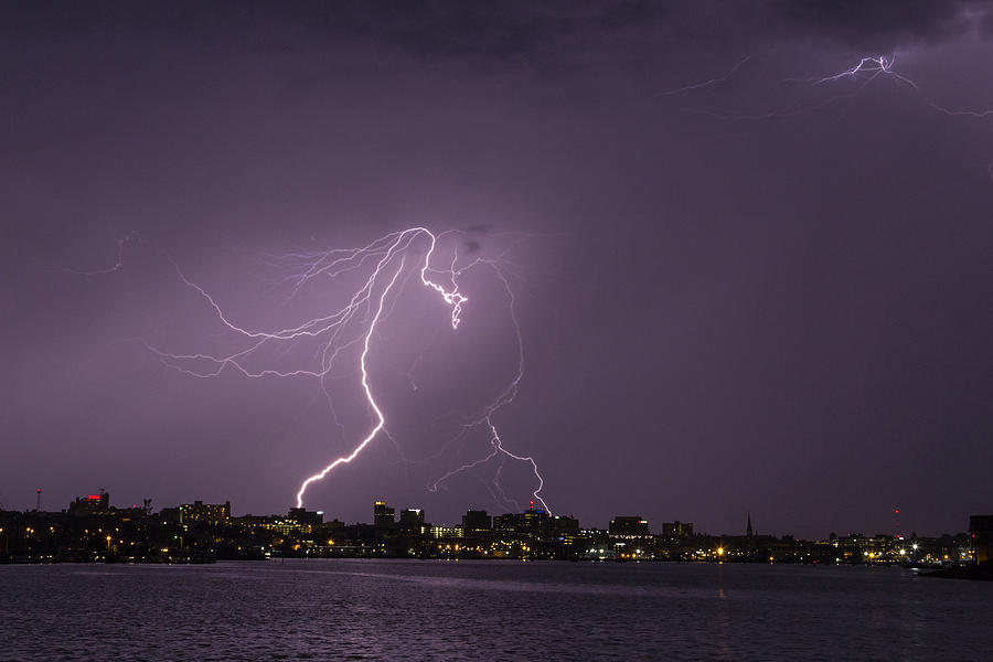 Lighting over Portland Maine Photograph by Colin A Chase