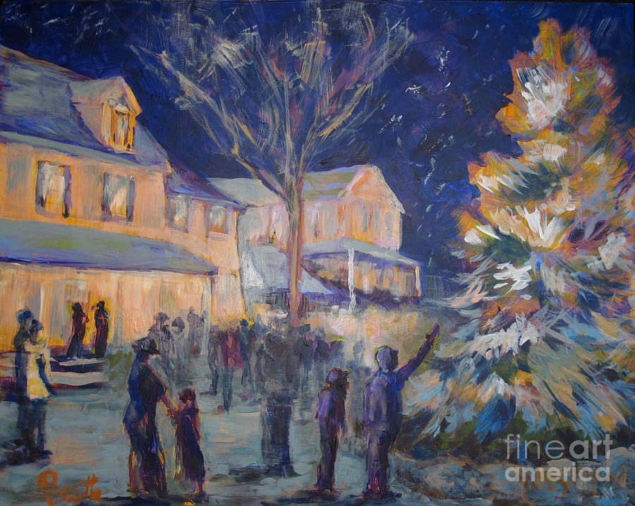 Lighting the Christmas Tree Painting by B Rossitto