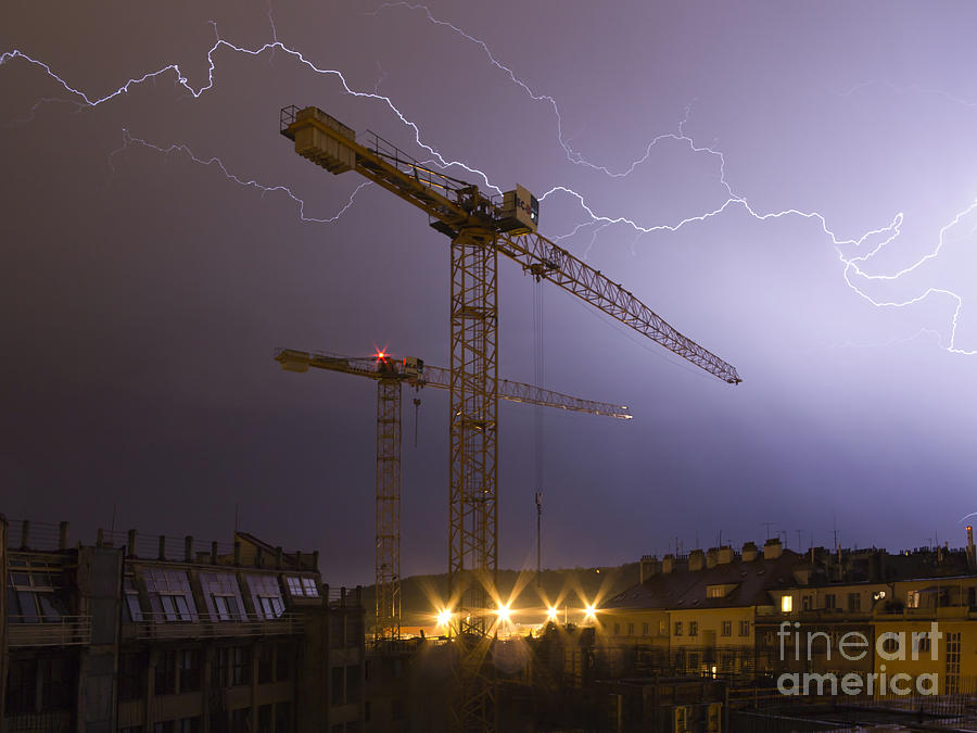 Summer Photograph - Lightings Above City by Michal Boubin