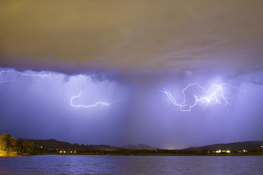 Lightning and Rain Over Rocky Mountain Foothills Photograph by James BO Insogna