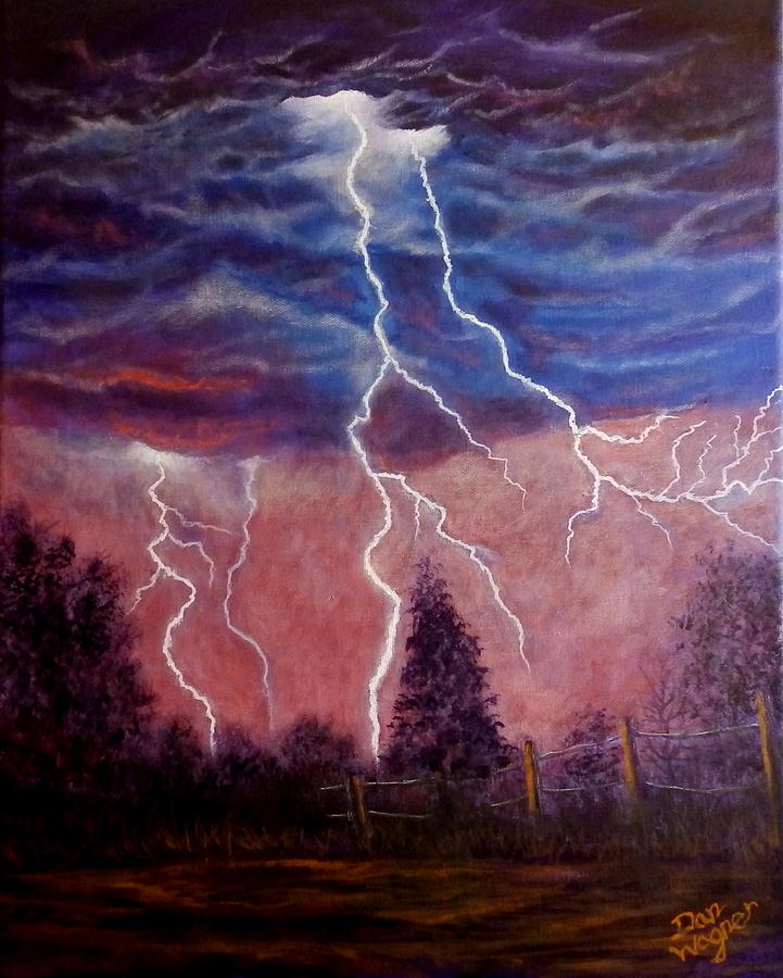 Lightning and Thunder storm Painting by Dan Wagner