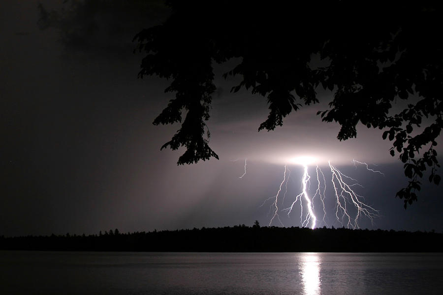 Nature Photograph - Lightning at Night by Barbara West