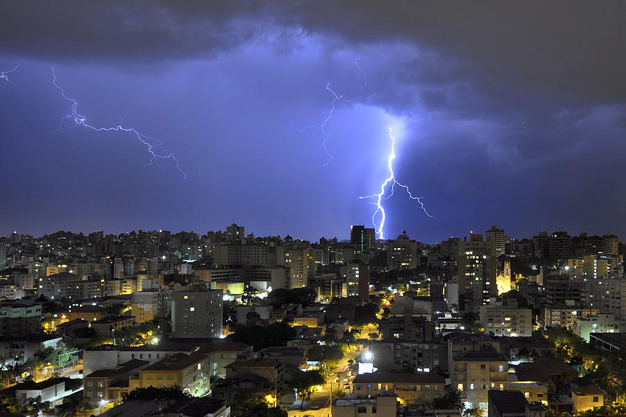 Lightning At  Sheraton Hotel Photograph by Paulo Hoeper