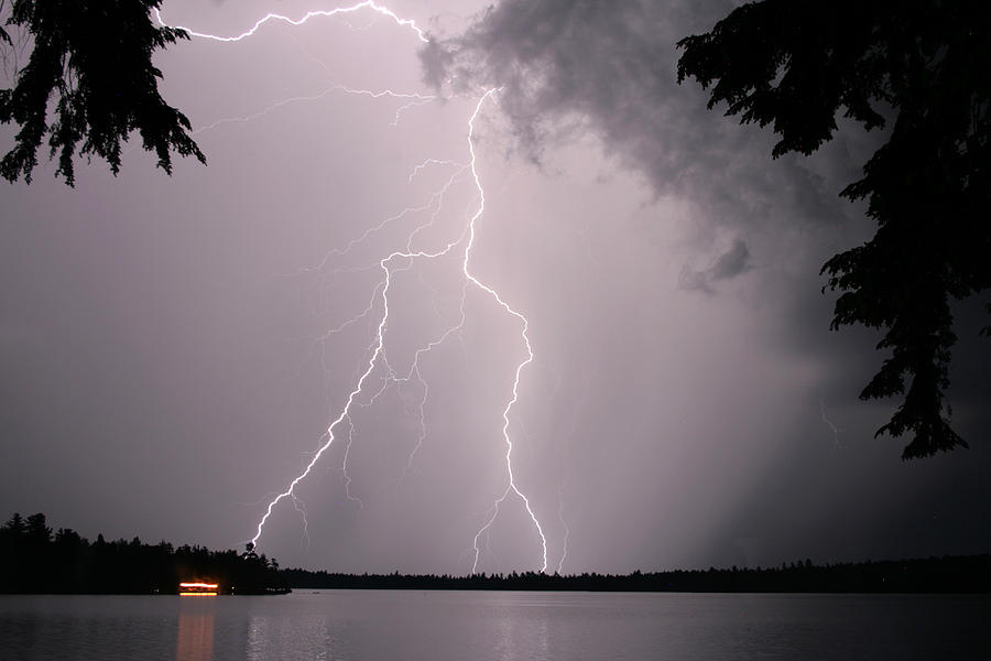 Lightning Photograph - Lightning at the Lake by Barbara West