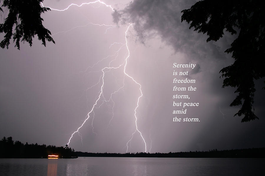 Lightning at the Lake - Inspirational Quote Photograph by Barbara West
