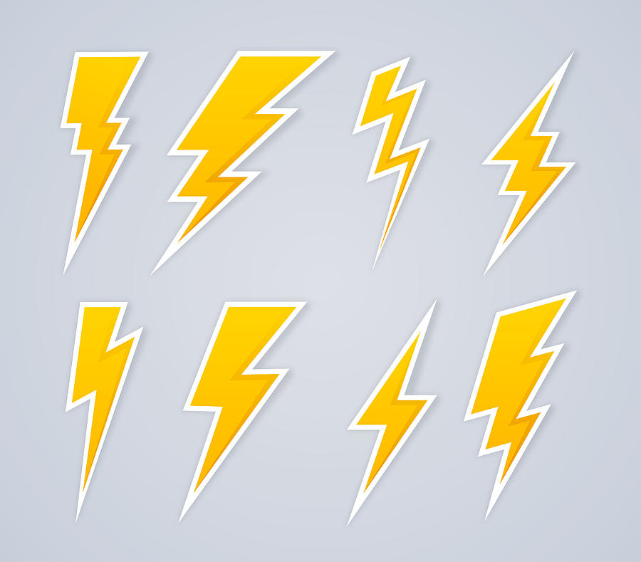 Lightning Bolt Symbols and Icons Drawing by Filo
