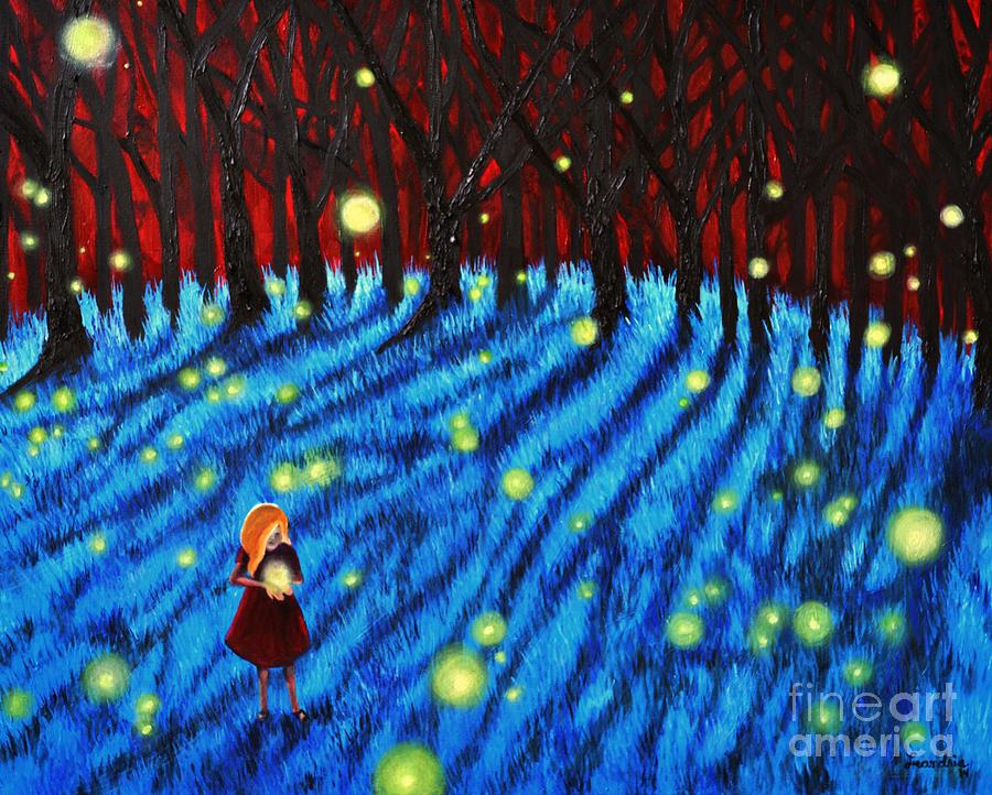 Fireflies Painting - Lightning Bugs by Leandria Goodman