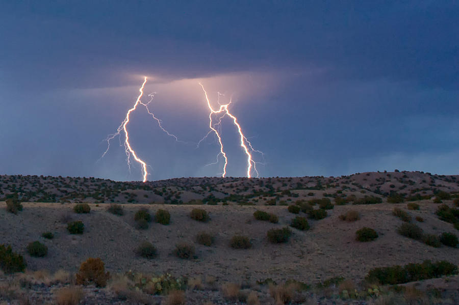 Lightning Dance over the New Mexico Desert Photograph by Mary Lee Dereske