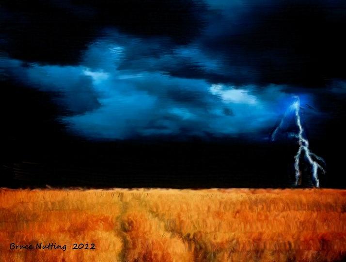 Lightning In The Field Painting