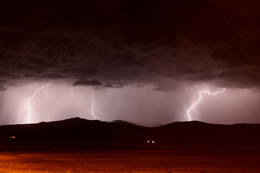Sheet Photograph - Lightning In The Rain by Trent Mallett