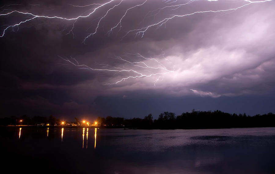 Lightning Over Lake And Park Photograph by Jygallery