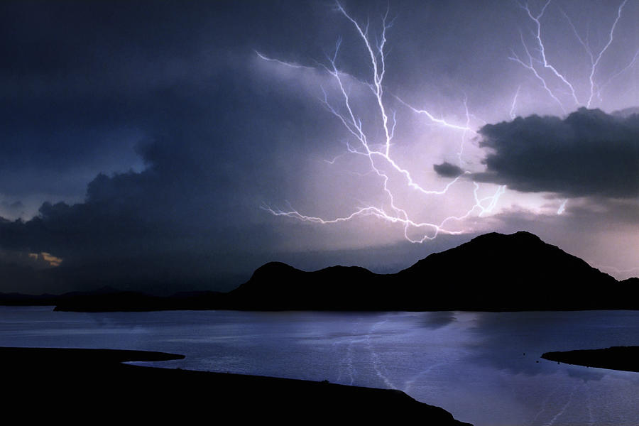 Lightning over Quartz Mountains - Oklahoma Photograph by Jason Politte