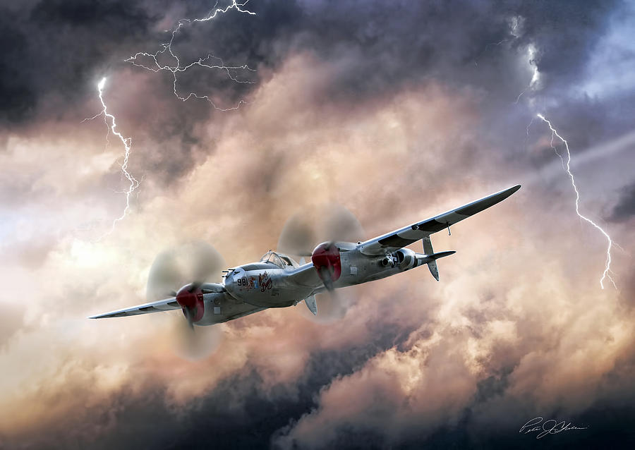 Airplane Digital Art - Lightning Race by Peter Chilelli