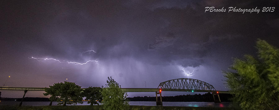 lightning Stikes above the Norbert F. Beckey Bridge Photograph by Paul Brooks
