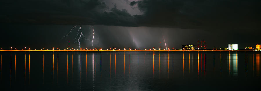 Lightning Storm Pano Work A Photograph