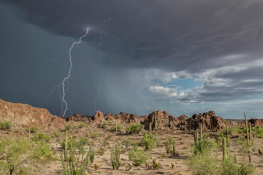 Lightning Strike And Basalt Pinnacles Photograph by Roger Hill/science Photo Library