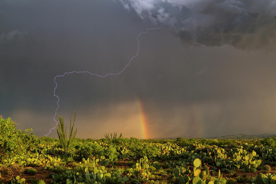 Lightning Strike And Rainbow Photograph by Roger Hill/science Photo Library