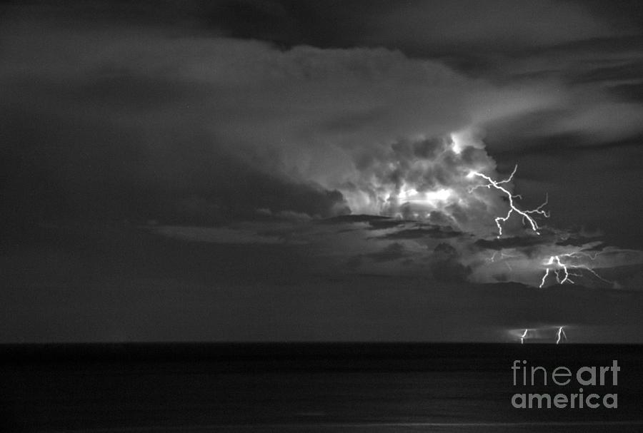 Black And White Photograph - Lightning Strike by Bob Hislop