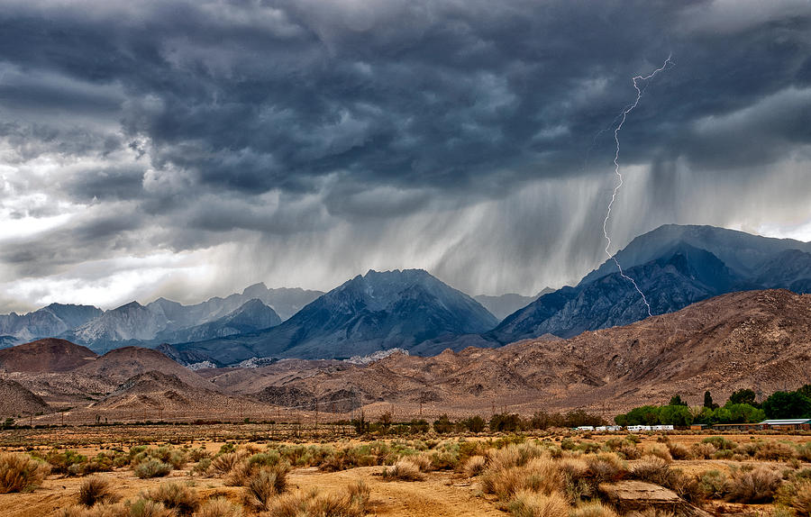 Mountain Photograph - LIghtning Strike by Cat Connor
