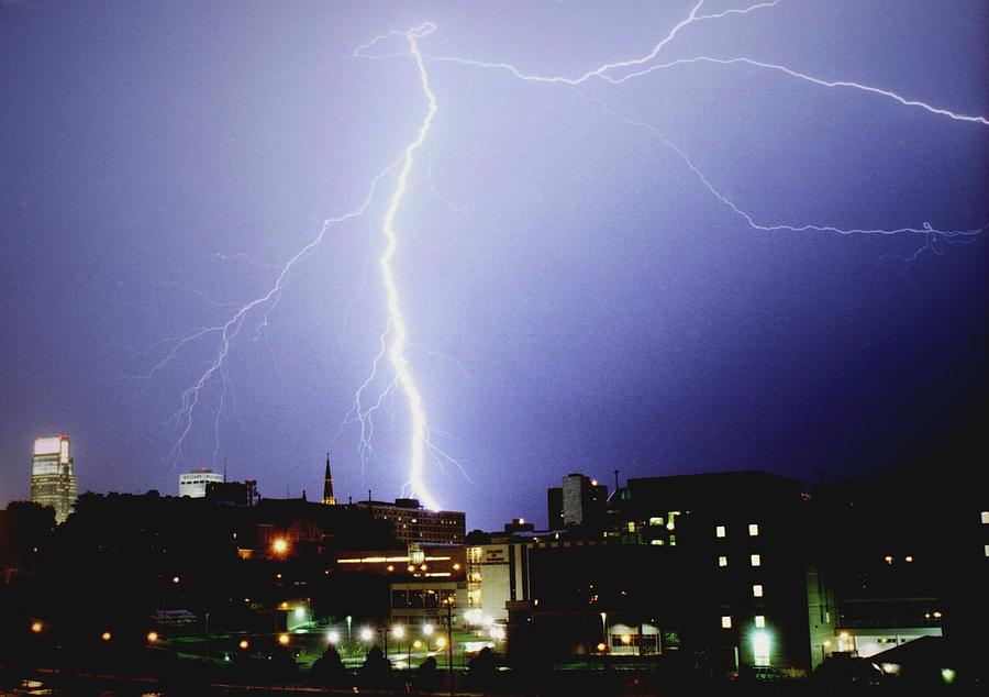 Lightning strike in Omaha Photograph by Jetson Nguyen