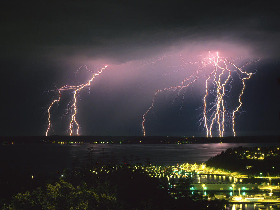 Seattle Photograph - Lightning Strike by King Wu