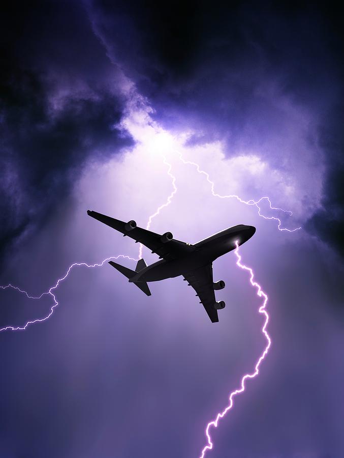 Airplane Photograph - Lightning Strike On Aircraft by David Parker