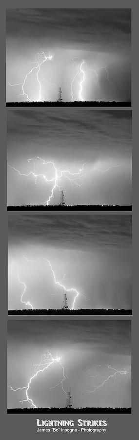 Lightning Strikes 4 Image Vertical Progression  Photograph by James BO Insogna