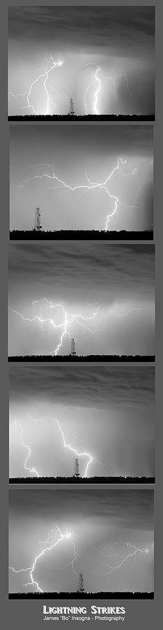 Lightning Strikes 5 Image Vertical Progression  Photograph by James BO Insogna