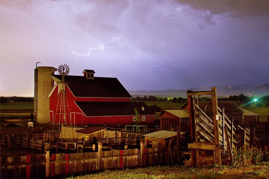Lightning Strikes Over The Farm Photograph by James BO Insogna