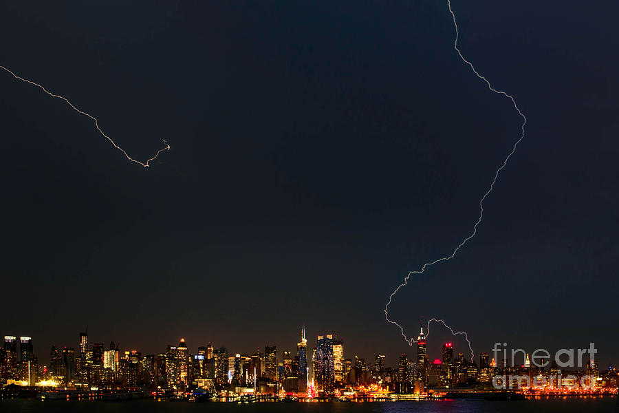 Lightning Strikes the Big Apple Photograph by Jerry Fornarotto