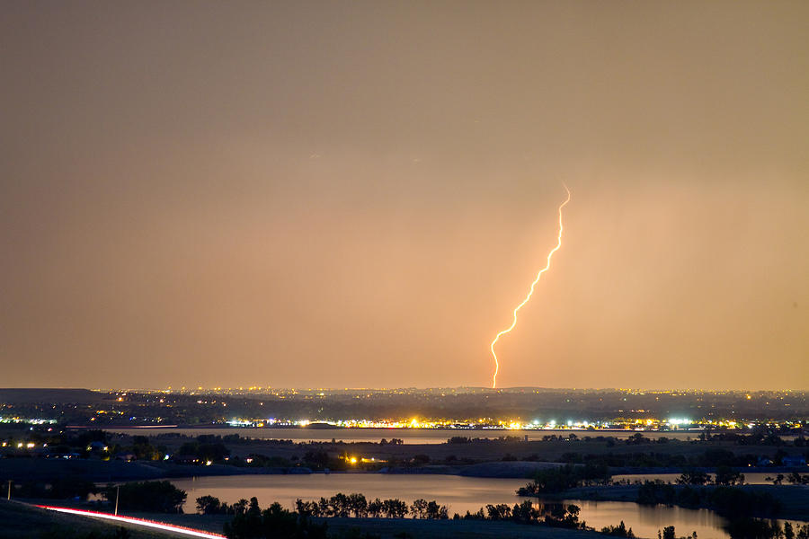 Lightning Striking Over Coot Lake and Boulder Reservoir Photograph by James BO Insogna