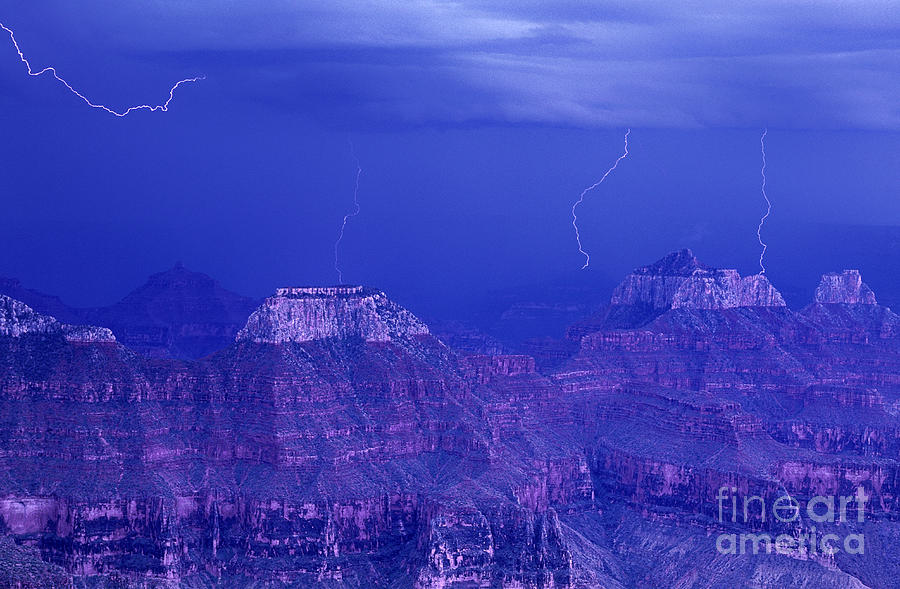Lightning Strkes at the North Rim Grand Canyon National Park Photograph by Dave Welling