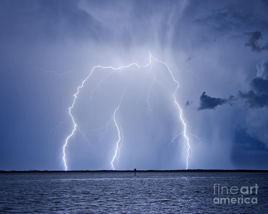 Lightning Three Way Tie Photograph by Stephen Whalen