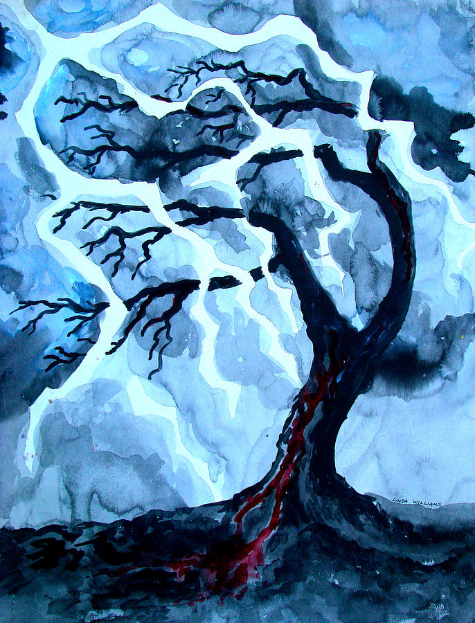 Lightning Tree Painting by Linda Williams