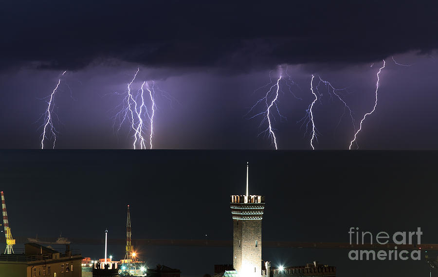 lightnings over Genova Photograph by Antonio Scarpi