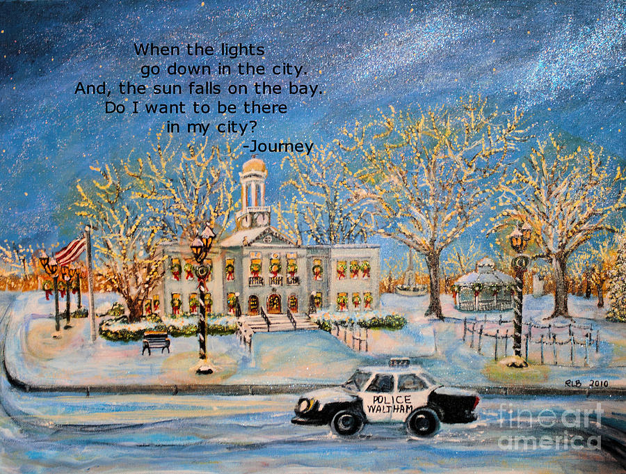 Christmas Painting - Lights Go Down  by Rita Brown