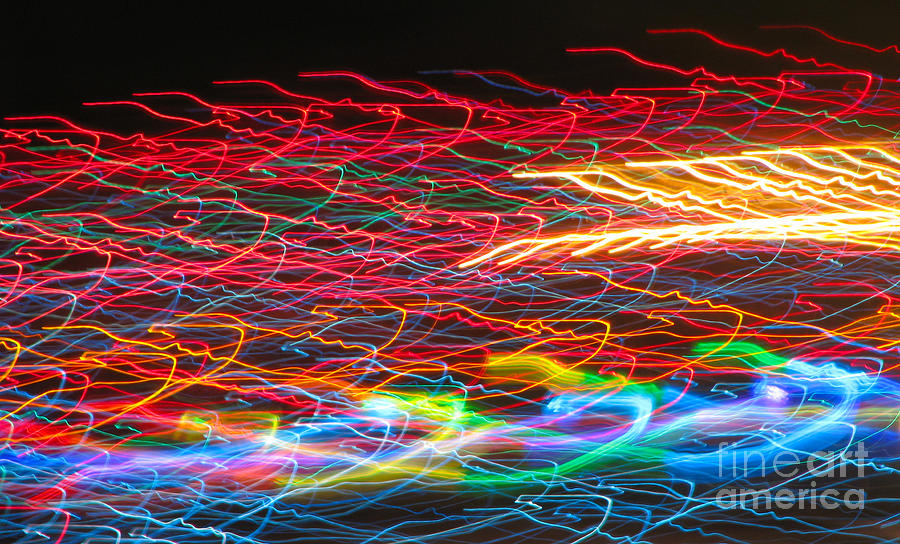Abstract Photograph - Lights in the Fast Lane by C Ray  Roth